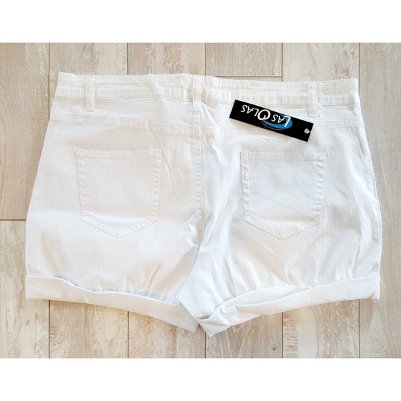 Las Olas 18 White‎ Denim Shorts Cuffed Hem Casual Summer NWT Pockets - Picture 2 of 9